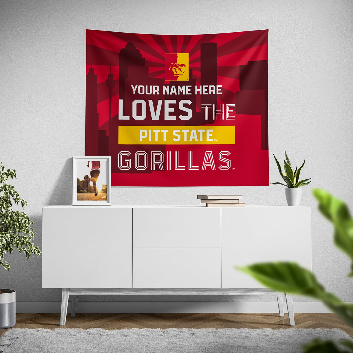 Pixsona Pittsburg State Gorillas Skyline Tapestry | Personalized | Custom