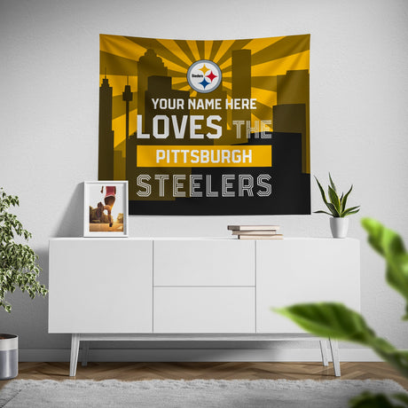 Pixsona Pittsburgh Steelers Skyline Tapestry | Personalized | Custom