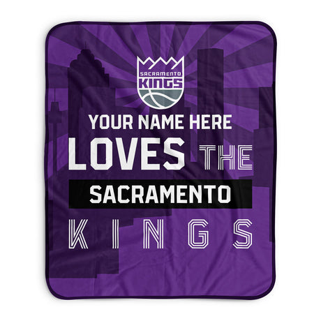 Pixsona Sacramento Kings Skyline Pixel Fleece Blanket | Personalized | Custom