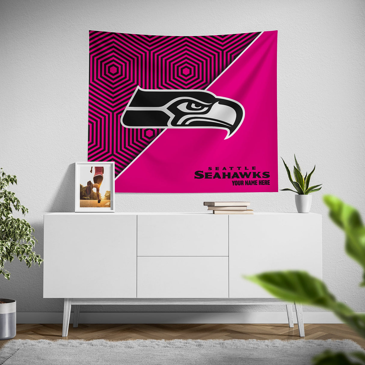 Pixsona Seattle Seahawks Pink Implosion Tapestry | Personalized | Custom