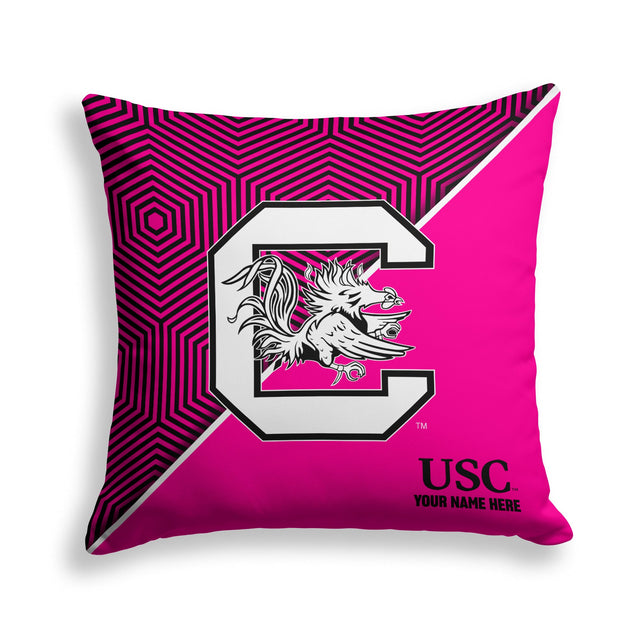 Pixsona South Carolina Gamecocks Pink Implosion Throw Pillow | Personalized | Custom