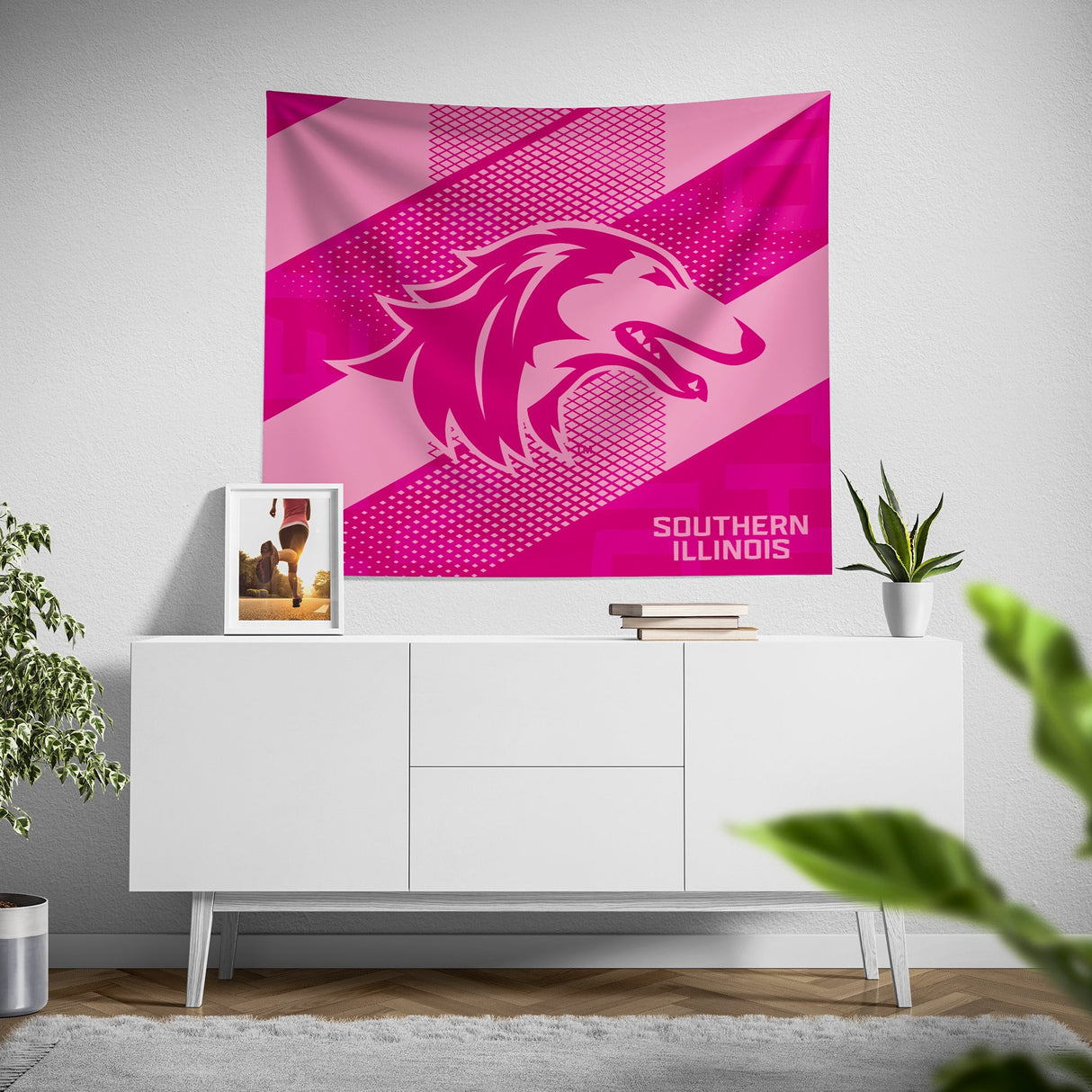 Pixsona Southern Illinois Salukis Pink Motion Tapestry