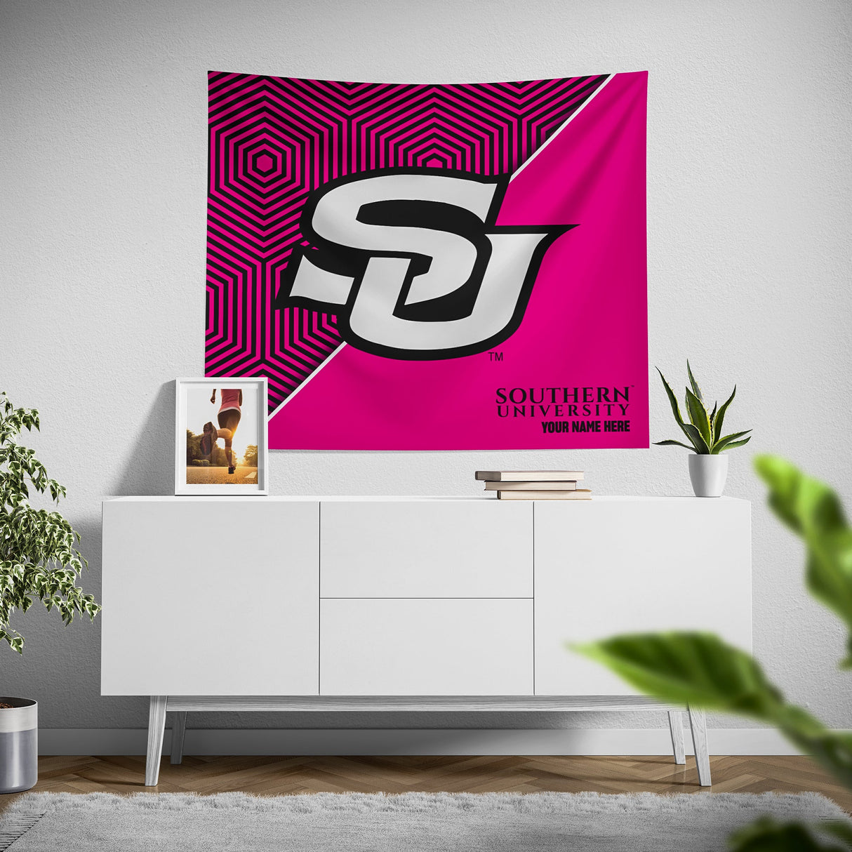 Pixsona Southern Jaguars Pink Implosion Tapestry | Personalized | Custom