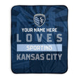 Pixsona Sporting Kansas City Skyline Pixel Fleece Blanket | Personalized | Custom
