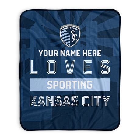 Pixsona Sporting Kansas City Skyline Pixel Fleece Blanket | Personalized | Custom