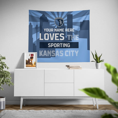 Pixsona Sporting Kansas City Skyline Tapestry | Personalized | Custom