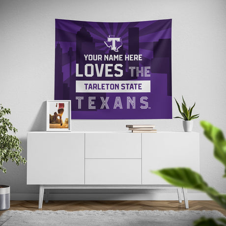 Pixsona Tarleton State Texans Skyline Tapestry | Personalized | Custom