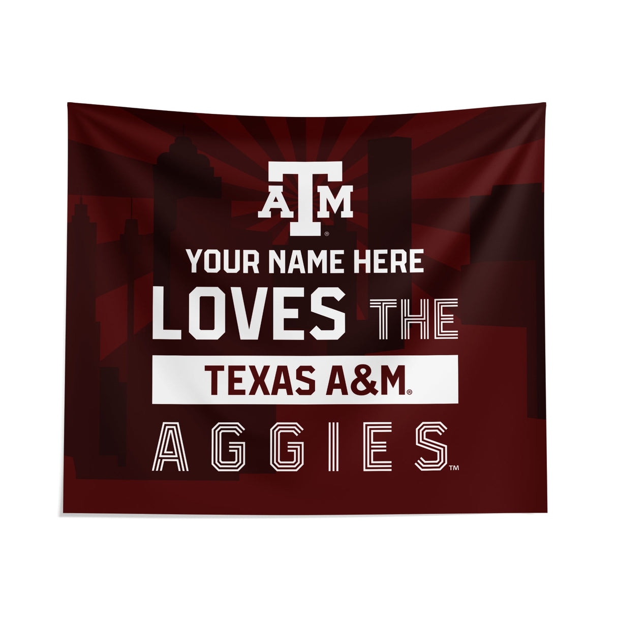 Pixsona Texas A&M Aggies Skyline Tapestry | Personalized | Custom