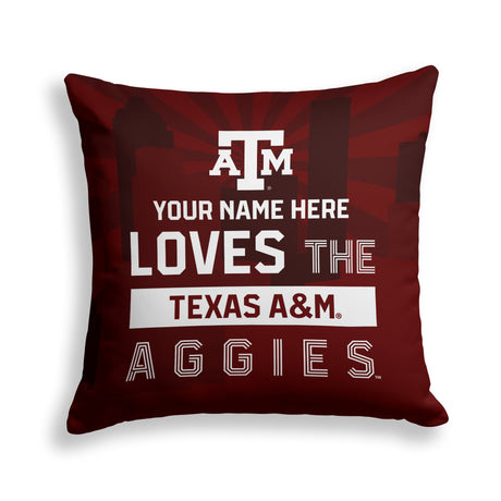 Pixsona Texas A&M Aggies Skyline Throw Pillow | Personalized | Custom