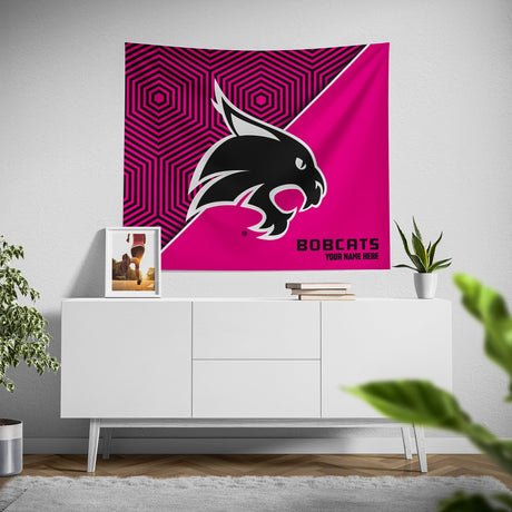 Pixsona Texas State Bobcats Pink Implosion Tapestry | Personalized | Custom