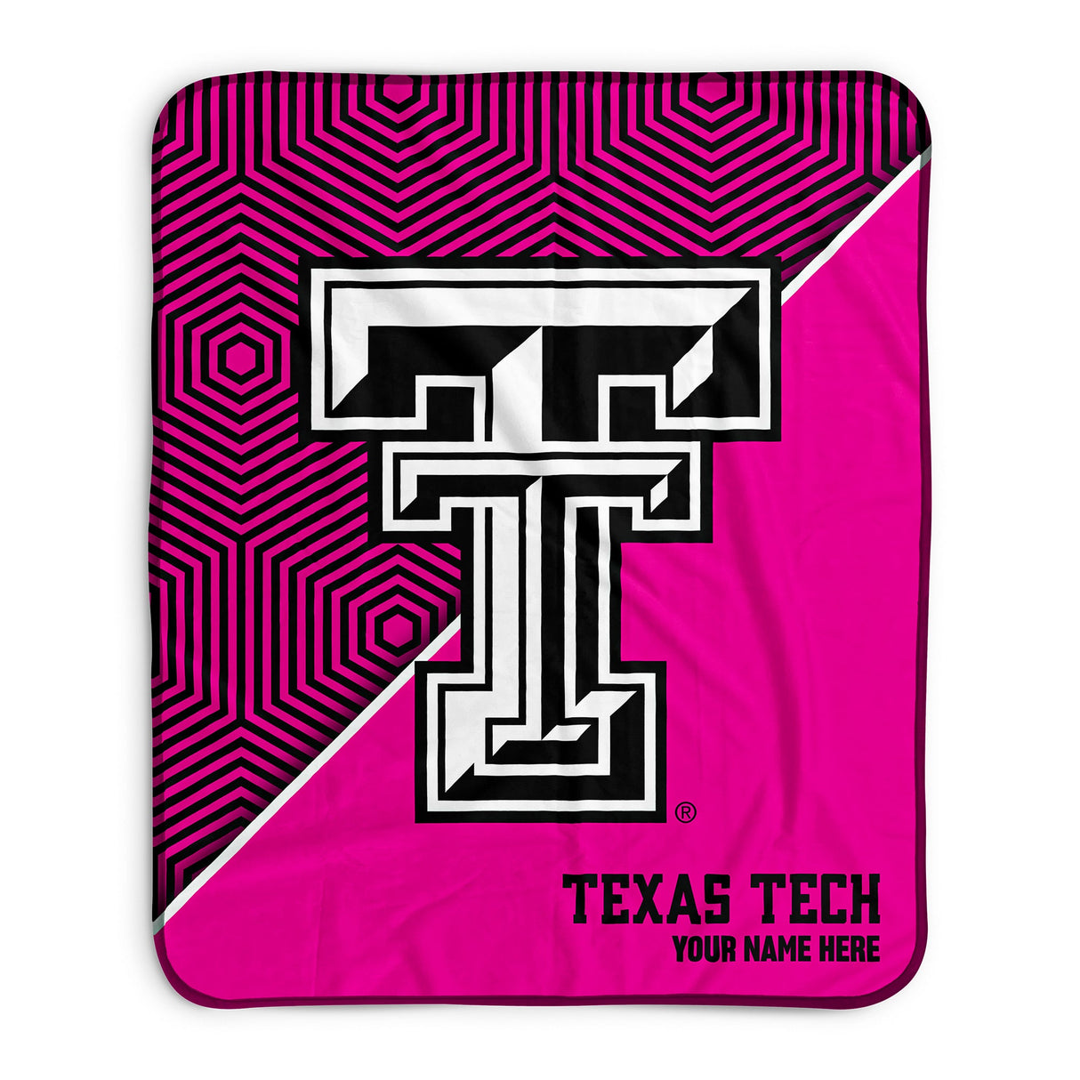 Pixsona Texas Tech Red Raiders Pink Implosion Pixel Fleece Blanket | Personalized | Custom