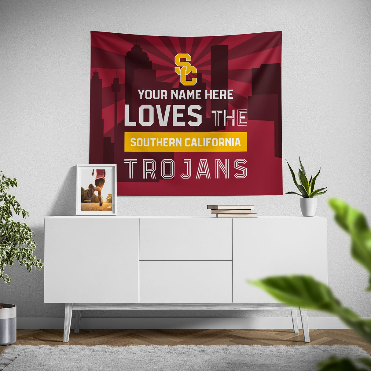 Pixsona USC Trojans Skyline Tapestry | Personalized | Custom