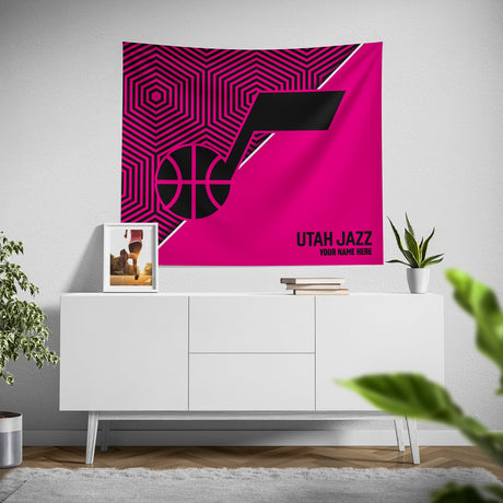 Pixsona Utah Jazz Pink Implosion Tapestry | Personalized | Custom