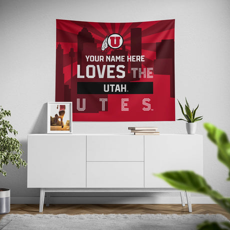 Pixsona Utah Utes Skyline Tapestry | Personalized | Custom