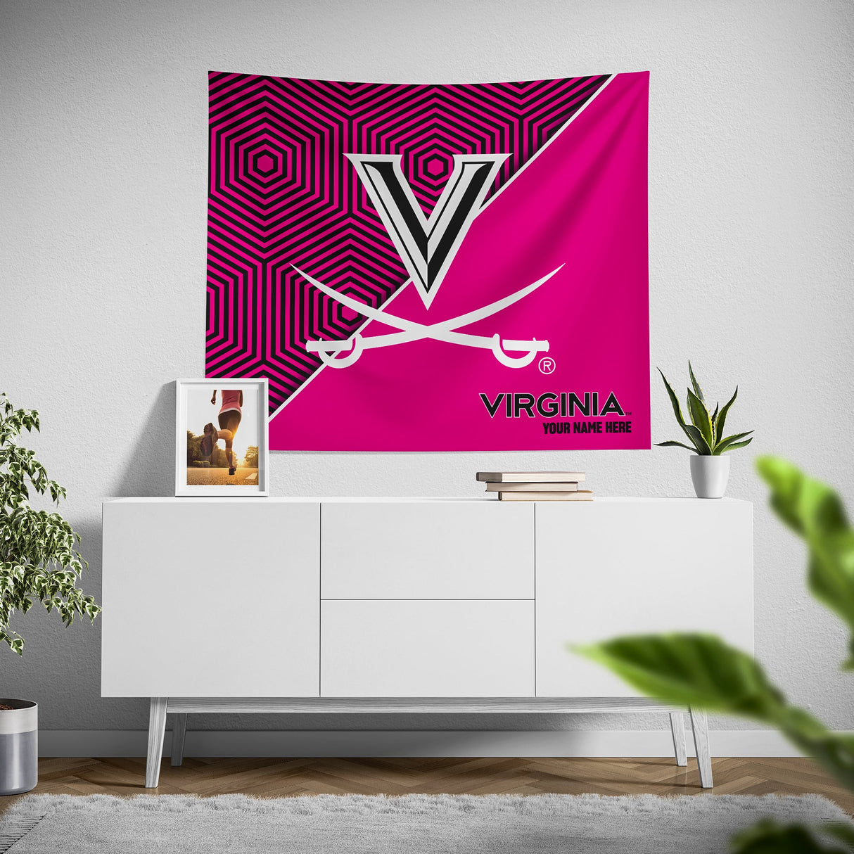 Pixsona Virginia Cavaliers Pink Implosion Tapestry | Personalized | Custom