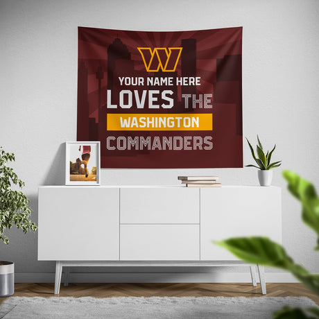 Pixsona Washington Commanders Skyline Tapestry | Personalized | Custom
