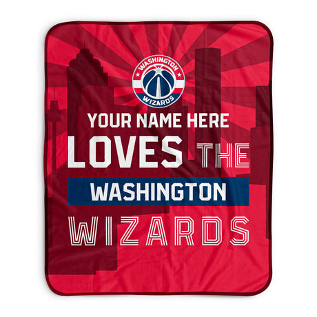 Pixsona Washington Wizards Skyline Pixel Fleece Blanket | Personalized | Custom