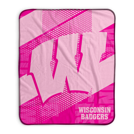 Pixsona Wisconsin Badgers Pink Motion Pixel Fleece Blanket