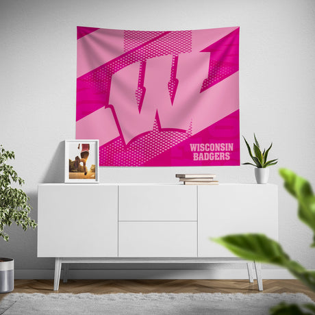 Pixsona Wisconsin Badgers Pink Motion Tapestry