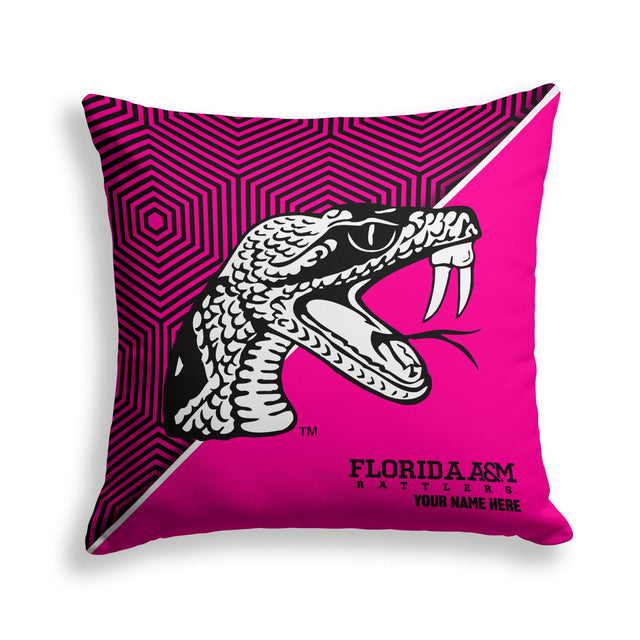 Pixsona FAMU Rattlers Pink Implosion Throw Pillow | Personalized | Custom