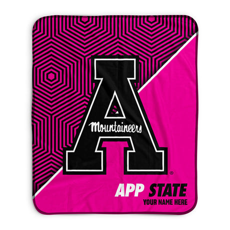 Pixsona Appalachian State Mountaineers Pink Implosion Pixel Fleece Blanket | Personalized | Custom