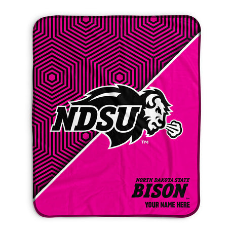 Pixsona NDSU Bison Pink Implosion Pixel Fleece Blanket | Personalized | Custom