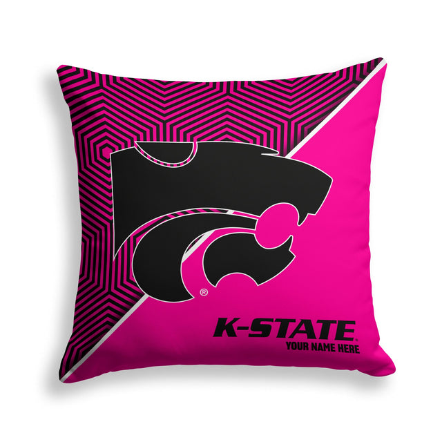 Pixsona Kansas State Wildcats Pink Implosion Throw Pillow | Personalized | Custom