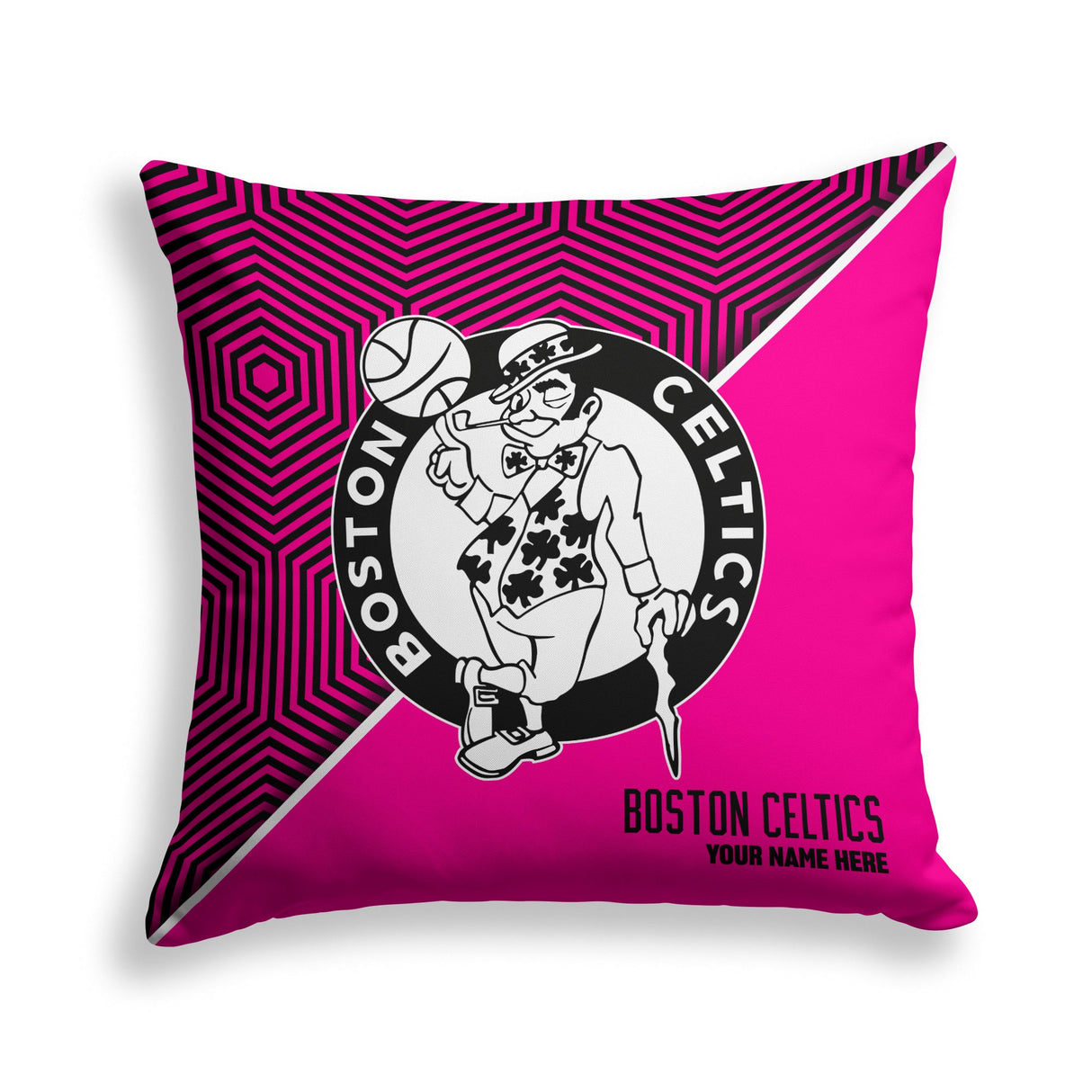 Pixsona Boston Celtics Pink Implosion Throw Pillow | Personalized | Custom