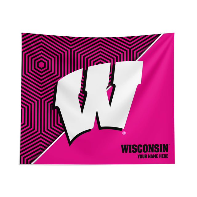 Pixsona Wisconsin Badgers Pink Implosion Tapestry | Personalized | Custom