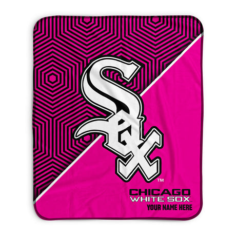 Pixsona Chicago White Sox Pink Implosion Pixel Fleece Blanket | Personalized | Custom