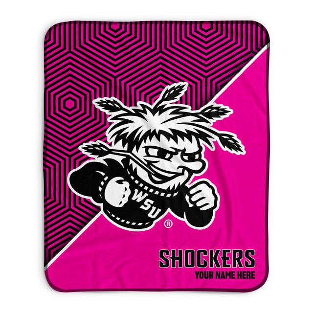 Pixsona Wichita State Shockers Pink Implosion Pixel Fleece Blanket | Personalized | Custom