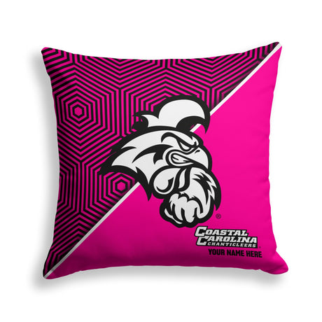 Pixsona Coastal Carolina Chanticleers Pink Implosion Throw Pillow | Personalized | Custom