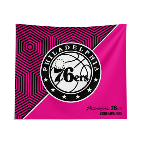 Pixsona Philadelphia 76ers Pink Implosion Tapestry | Personalized | Custom