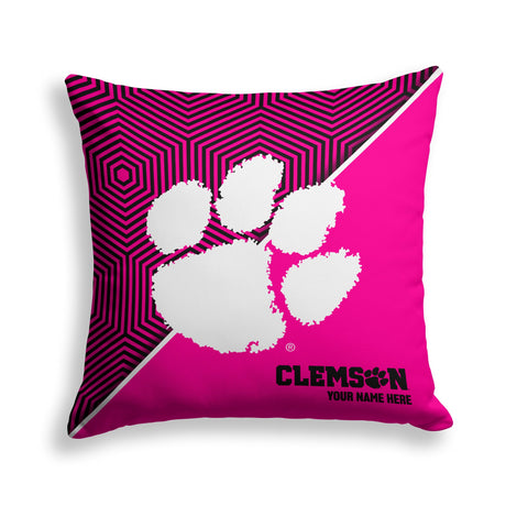 Pixsona Clemson Tigers Pink Implosion Throw Pillow | Personalized | Custom