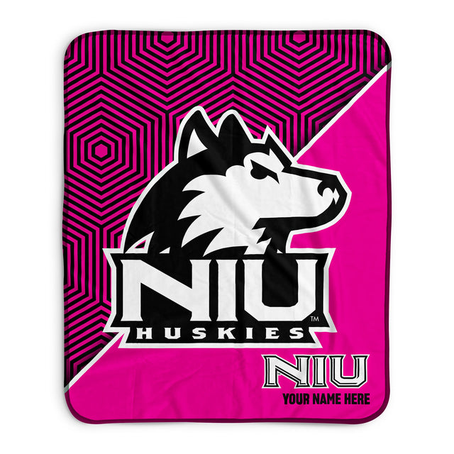 Pixsona Northern Illinois Huskies Pink Implosion Pixel Fleece Blanket | Personalized | Custom