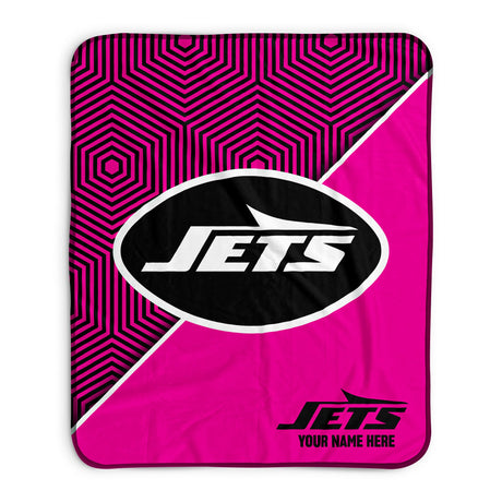 Pixsona New York Jets Pink Implosion Pixel Fleece Blanket | Personalized | Custom