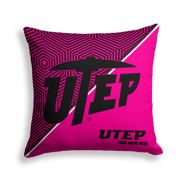 Pixsona UTEP Miners Pink Implosion Throw Pillow | Personalized | Custom