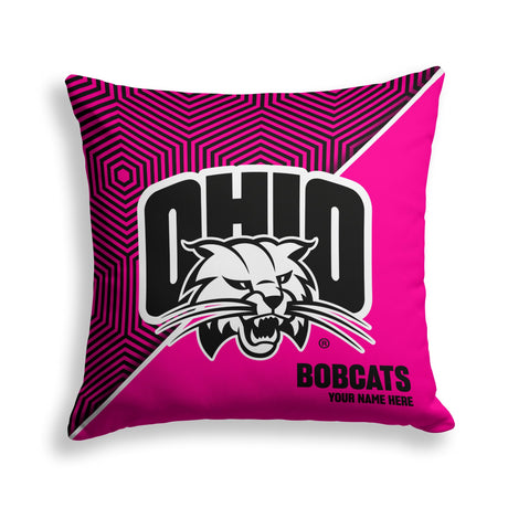 Pixsona Ohio Bobcats Pink Implosion Throw Pillow | Personalized | Custom