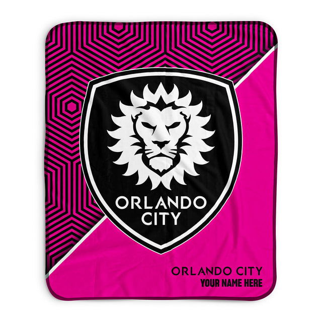 Pixsona Orlando City SC Pink Implosion Pixel Fleece Blanket | Personalized | Custom