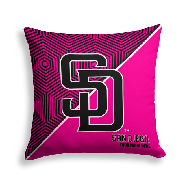 Pixsona San Diego Padres Pink Implosion Throw Pillow | Personalized | Custom