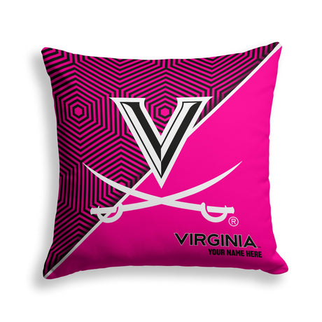 Pixsona Virginia Cavaliers Pink Implosion Throw Pillow | Personalized | Custom