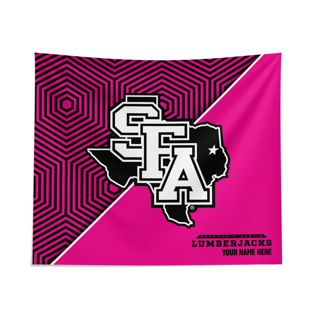 Pixsona Stephen F Austin Lumberjacks Pink Implosion Tapestry | Personalized | Custom