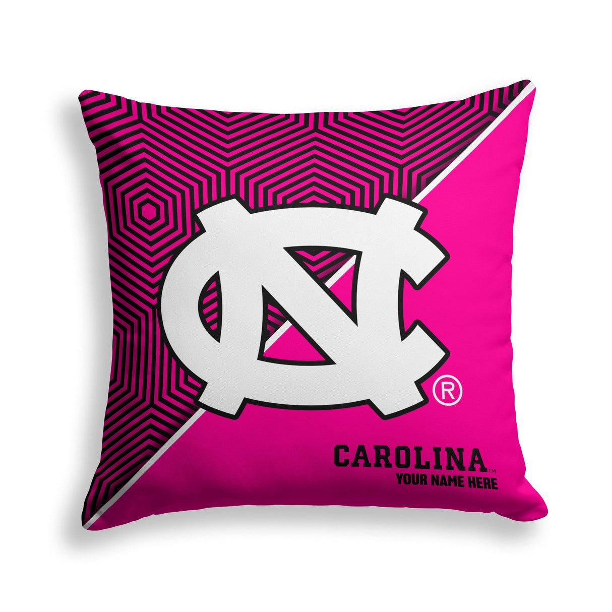 Pixsona North Carolina Tar Heels Pink Implosion Throw Pillow | Personalized | Custom