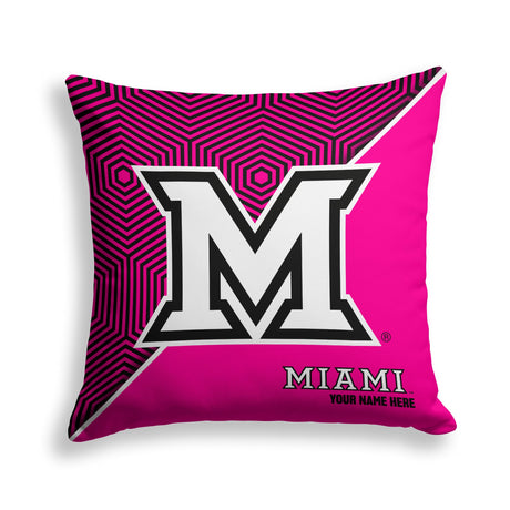 Pixsona Miami University Redhawks Pink Implosion Throw Pillow | Personalized | Custom