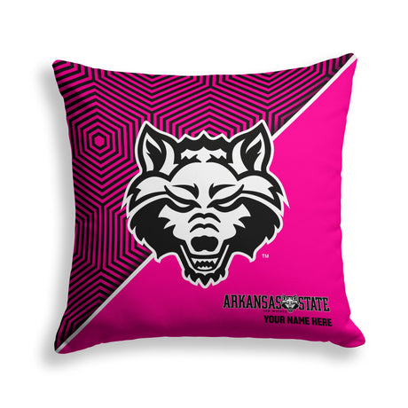 Pixsona Arkansas State Red Wolves Pink Implosion Throw Pillow | Personalized | Custom