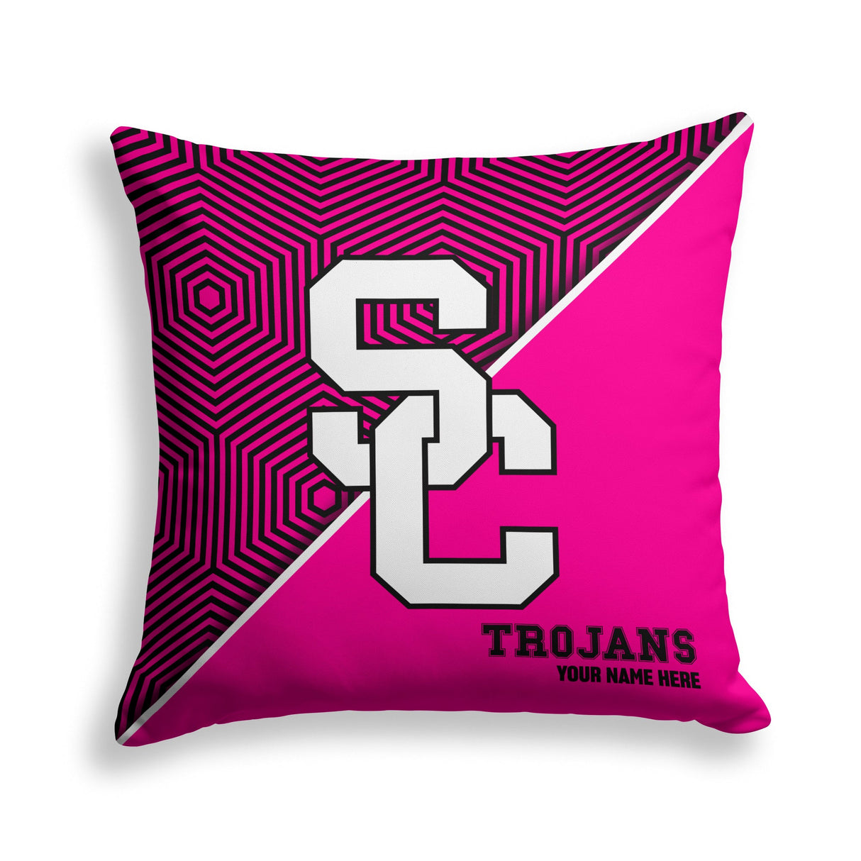 Pixsona USC Trojans Pink Implosion Throw Pillow | Personalized | Custom