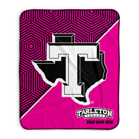 Pixsona Tarleton State Texans Pink Implosion Pixel Fleece Blanket | Personalized | Custom