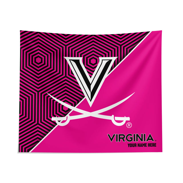 Pixsona Virginia Cavaliers Pink Implosion Tapestry | Personalized | Custom