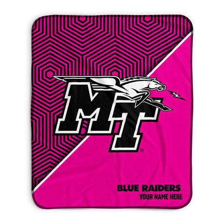 Pixsona Middle Tennessee State Blue Raiders Pink Implosion Pixel Fleece Blanket | Personalized | Custom