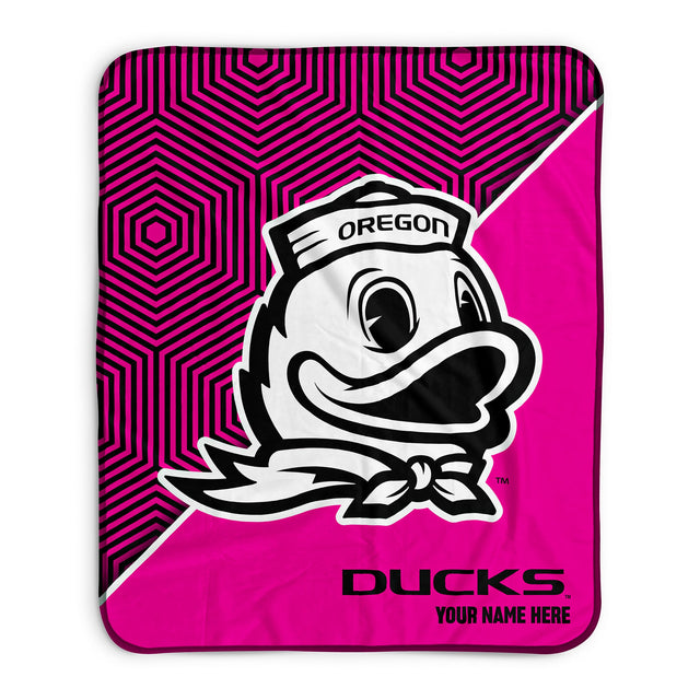 Pixsona Oregon Ducks Pink Implosion Pixel Fleece Blanket | Personalized | Custom